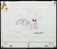 3b034 FLINTSTONES signed animation art '60-'66 by Ed Benedict, cool cartoon artwork of Dino!