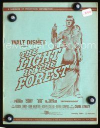 3b385 LIGHT IN THE FOREST production handbook '58 Disney, Native American James MacArthur!