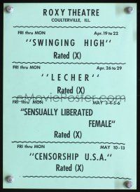 3b407 LOCAL THEATRE FLYER LOT 9 movie flyers '70s x-rated features, Swinging High, Lecher & more!