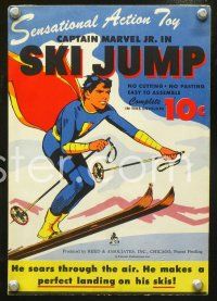 3b417 SKI JUMP 2pc cardboard toy '40s flying Captain Marvel Jr.!