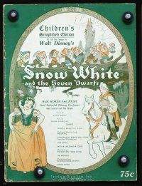 3b596 SNOW WHITE & THE SEVEN DWARFS songbook '38 Walt Disney animated classic, sheet music!