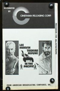 3b298 HELL IN THE PACIFIC pressbook '69 Lee Marvin & Toshiro Mifune trapped together!