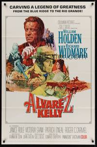 3c034 ALVAREZ KELLY 1sh '66 renegade adventurer William Holden & reckless Colonel Richard Widmark!