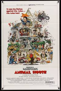 3c043 ANIMAL HOUSE style B 1sh '78 John Belushi, Landis classic, art by Rick Meyerowitz!