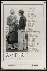 3c046 ANNIE HALL revised 1sh '77 full-length Woody Allen & Diane Keaton, a new comedy!