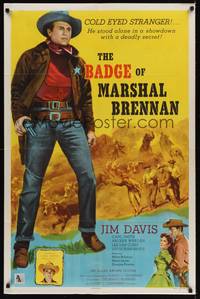 3c071 BADGE OF MARSHAL BRENNAN 1sh '57 Jim Davis & Grand Ol' Opry star Carl Smith!