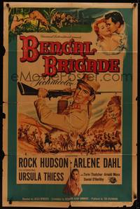 3c089 BENGAL BRIGADE 1sh '54 Rock Hudson & Arlene Dahl romancing and fighting in India!