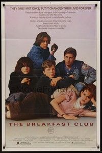 3c128 BREAKFAST CLUB 1sh '85 John Hughes, Emilio Estevez, Molly Ringwald, Nelson, cult classic!