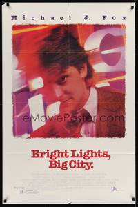 3c131 BRIGHT LIGHTS BIG CITY 1sh '88 cool image of Michael J. Fox, New York City!