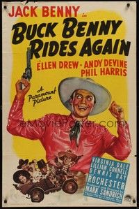 3c135 BUCK BENNY RIDES AGAIN style A 1sh '40 Jack Benny, Ellen Drew, Andy Devine, and Rochester!