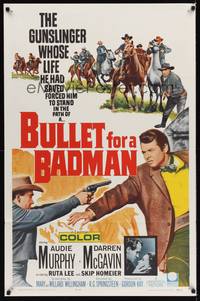 3c140 BULLET FOR A BADMAN 1sh '64 cowboy Audie Murphy is framed for murder by Darren McGavin!