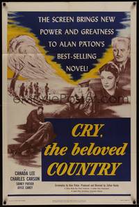 3c203 CRY THE BELOVED COUNTRY 1sh '52 Canada Lee, Charles Carson, Joyce Carey, Sidney Poitier!