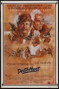 3c220 DEATH HUNT style B int'l 1sh '81 artwork of Charles Bronson & Lee Marvin with guns by Solie!