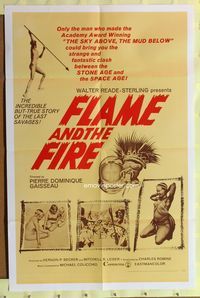 3c285 FLAME & THE FIRE 1sh '66 Pierre Dominique Gaisseau, naked African natives!