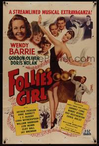 3c288 FOLLIES GIRL 1sh '43 super sexy showgirl Wendy Barrie, streamlined musical extravaganza!