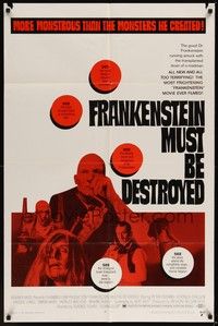 3c297 FRANKENSTEIN MUST BE DESTROYED 1sh '70 Peter Cushing is more monstrous than his monster!