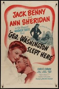 3c310 GEORGE WASHINGTON SLEPT HERE 1sh '42 sexy Ann Sheridan looks at Jack Benny the great lover!
