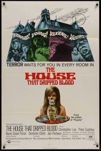 3c369 HOUSE THAT DRIPPED BLOOD 1sh '71 Christopher Lee, Vampires! Voodoo! Vixens!