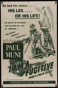 3c376 I AM A FUGITIVE FROM A CHAIN GANG 1sh R56 great art of convict Paul Muni on a chain gang!