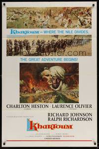3c405 KHARTOUM style B 1sh '66 art of Charlton Heston & Laurence Olivier!