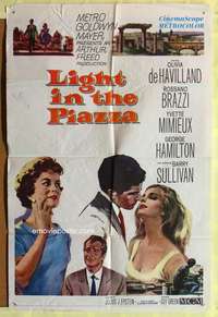3c437 LIGHT IN THE PIAZZA 1sh '61 Olivia De Havilland, Yvette Mimieux, Rossano Brazzi, Hamilton!