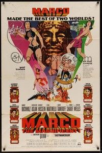 3c487 MARCO THE MAGNIFICENT 1sh '66 Orson Welles, Anthony Quinn, cool comic book artwork!