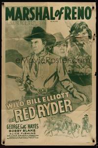 3c497 MARSHAL OF RENO 1sh R48 artwork of 'Wild Bill' Elliot as Red Ryder!
