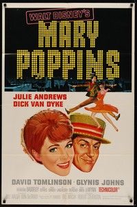 3c498 MARY POPPINS style A 1sh '64 Julie Andrews & Dick Van Dyke in Walt Disney's musical classic!