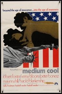 3c511 MEDIUM COOL 1sh '69 Haskell Wexler's X-rated 1960s counter-culture classic!