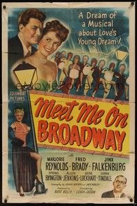 3c513 MEET ME ON BROADWAY 1sh '46 Marjorie Reynolds, Jinx Falkenburg, love's young dream!