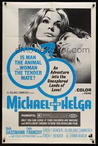 3c519 MICHAEL & HELGA 1sh '69 an adventure into the unexplored lands of love, is man an animal?
