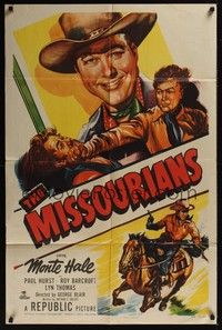 3c535 MISSOURIANS 1sh '50 artwork of rough & tough Monte Hale smiling and punching!