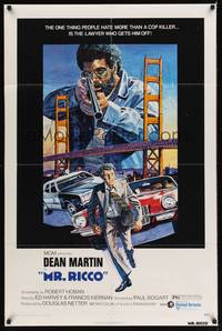 3c563 MR. RICCO 1sh '74 Paul Bogart, Larry Salk art of Dean Martin on the run!