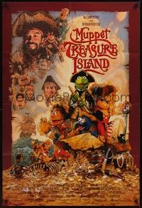 3c565 MUPPET TREASURE ISLAND DS 1sh '96 Jim Henson, Drew Struzan art of Kermit, Miss Piggy & cast!