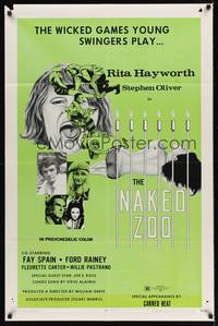 3c585 NAKED ZOO 1sh '71 Rita Hayworth, Canned Heat, the wicked games young swingers play!