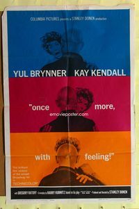 3c629 ONCE MORE WITH FEELING 1sh '60 three romantic kiss close ups of Yul Brynner & Kay Kendall!