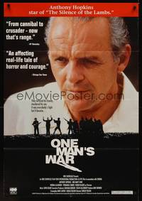 3c630 ONE MAN'S WAR video 1sh '91 close-up of Anthony Hopkins, English!
