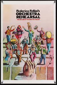 3c636 ORCHESTRA REHEARSAL 1sh '79 Federico Fellini's Prova d'orchestra, cool Bonhomme art!