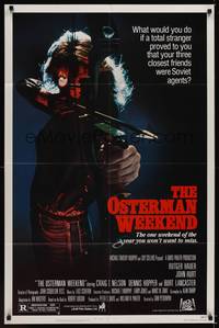 3c639 OSTERMAN WEEKEND 1sh '83 typical Sam Peckinpah, cool close up of woman w/bow & arrow!
