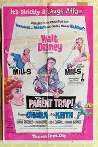 3c657 PARENT TRAP 1sh '61 Disney, Hayley Mills, Maureen O'Hara, Brian Keith!