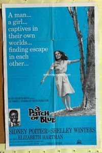 3c667 PATCH OF BLUE 1sh '66 Sidney Poitier & Elizabeth Hartman are each captive in their own world