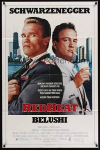 3c715 RED HEAT 1sh '88 Walter Hill, great image of cops Arnold Schwarzenegger & James Belushi!