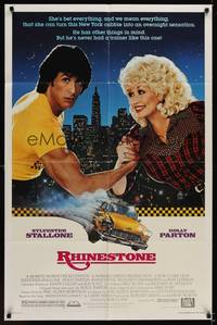 3c720 RHINESTONE 1sh '84 Sylvester Stallone arm wrestles Dolly Parton, Alvin art of taxi cab!