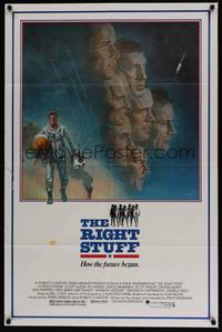 3c724 RIGHT STUFF 1sh '83 great Tom Jung montage art of the first NASA astronauts!