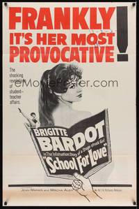 3c757 SCHOOL FOR LOVE 1sh '60 sexy Brigitte Bardot in her most provocative movie!