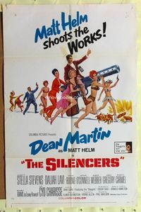 3c786 SILENCERS 1sh '66 outrageous sexy phallic imagery of Dean Martin & the Slaygirls!