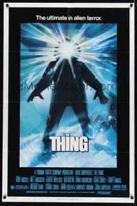 3c890 THING old credit 1sh '82 John Carpenter, cool sci-fi horror art, the ultimate in alien terror