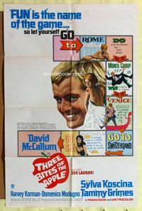 3c894 THREE BITES OF THE APPLE 1sh '67 David McCallum, great board game poster design!