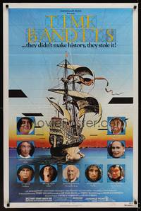 3c907 TIME BANDITS 1sh '81 John Cleese, Sean Connery, art by director Terry Gilliam!