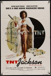 3c911 TNT JACKSON 1sh '74 John Solie art of Jeanne Bell, sexy black hit woman!